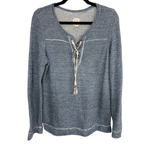 Lucky Brand Denim Blue Lace-Up Sweater